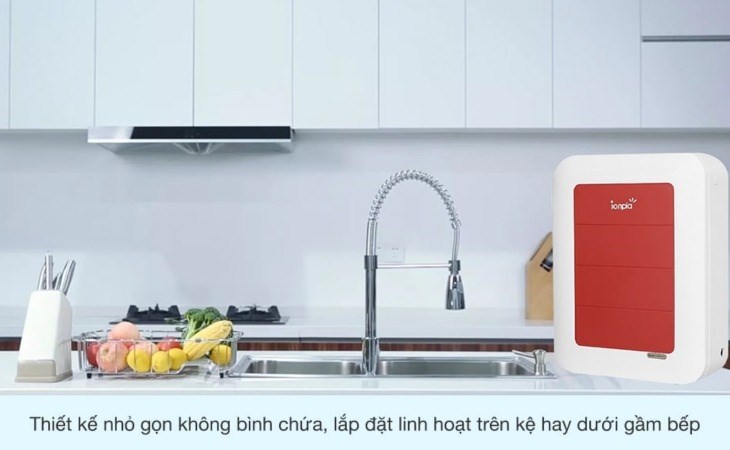 Máy lọc nước UF IONPIA ION-UFS4P 4 lõi có thiết kế nhỏ gọn, phù hợp đặt cạnh bồn rửa chén