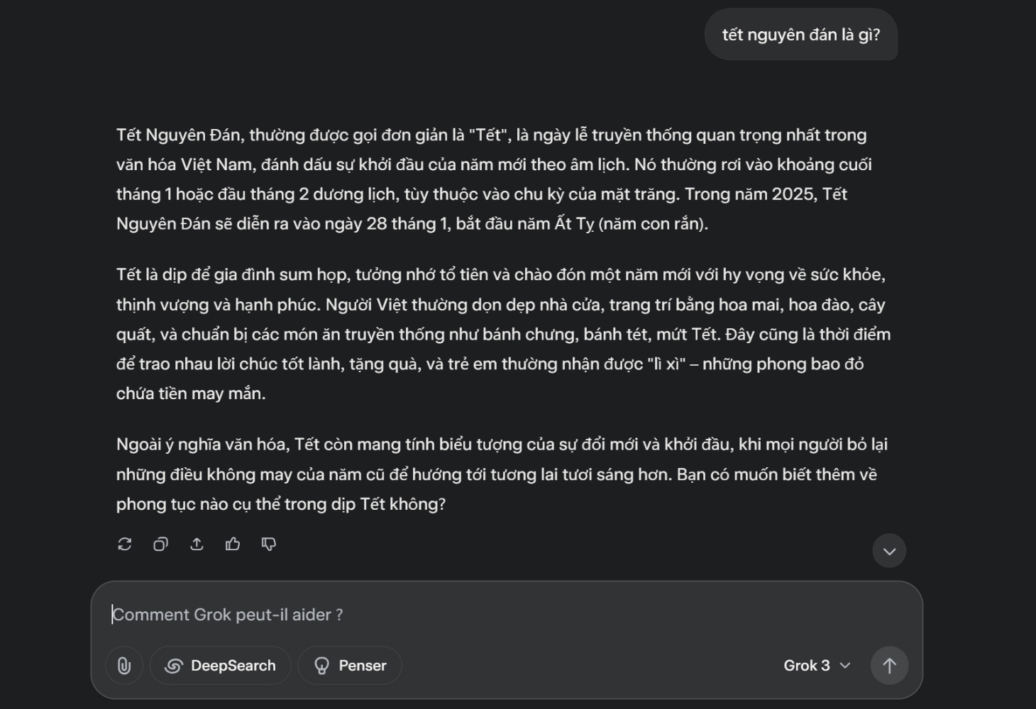 Kết quả câu trả lời của Grok 3