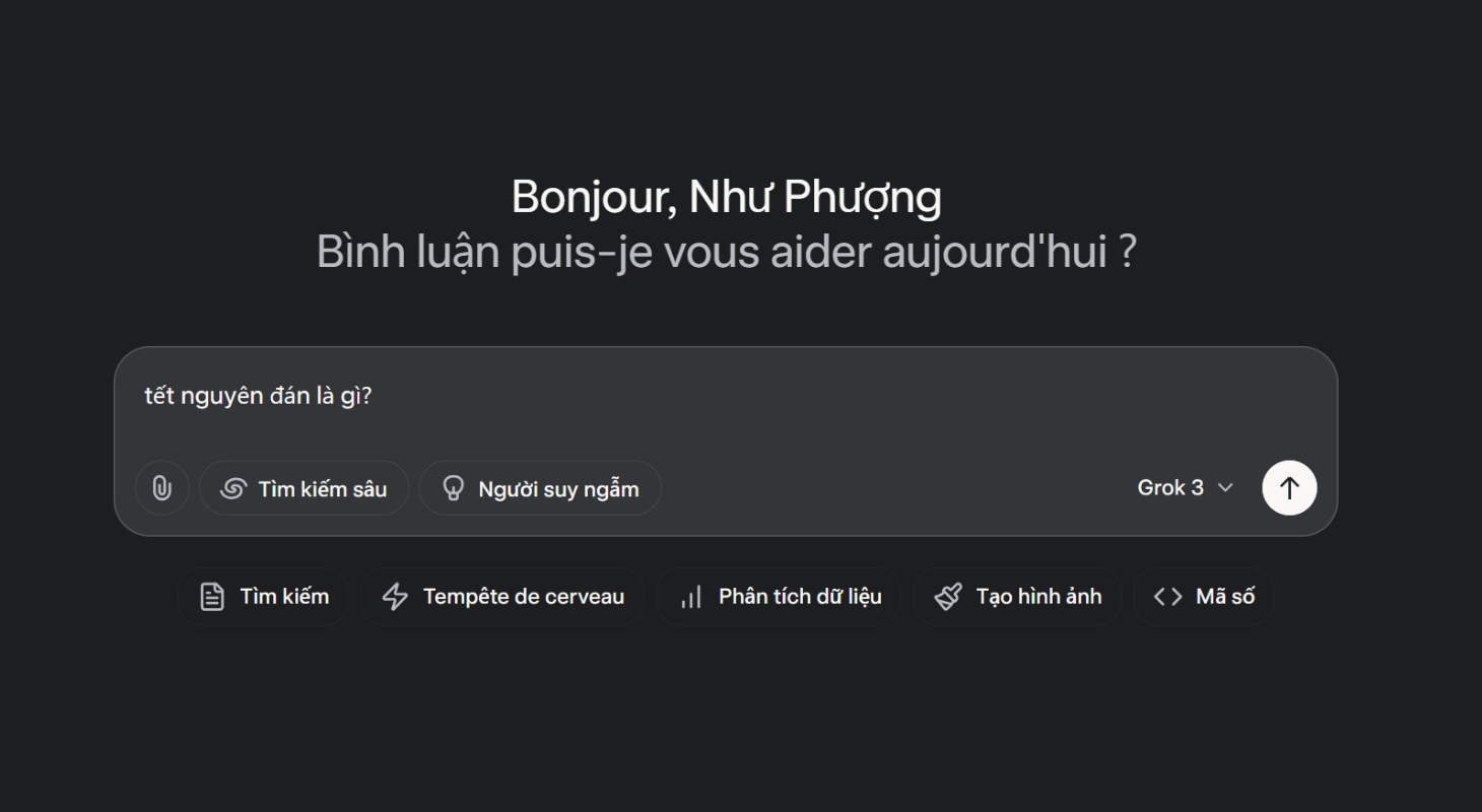 Nhập câu lệnh vào ô chat Grok 3