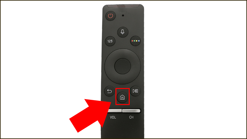 Bạn hãy chọn Home/Menu trên remote tivi.