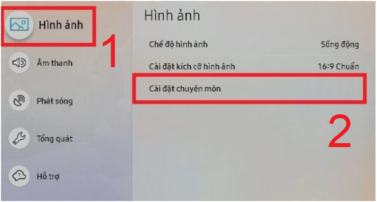 Chọn mục Hình ảnh > Chọn mục Cài đặt chuyên môn (Expert Settings).