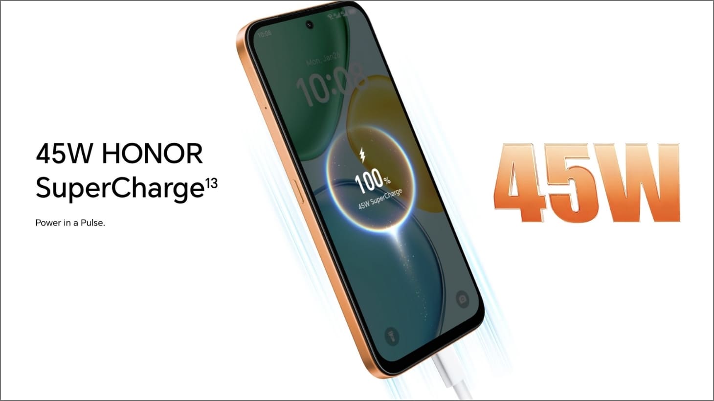 HONOR X7e tối ưu thời gian sạc với sạc nhanh 45W