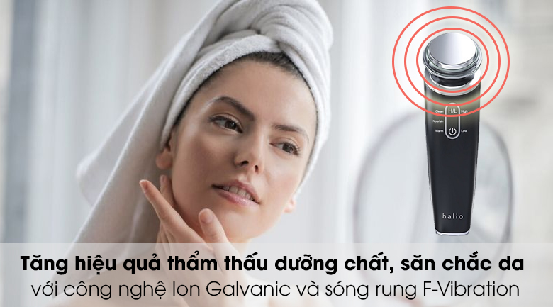 Máy massage mặt Halio Ion Cleansing & Moisturizing tăng hiệu quả thẩm thấu nhờ công nghệ ion Galvanic và F-Vibration