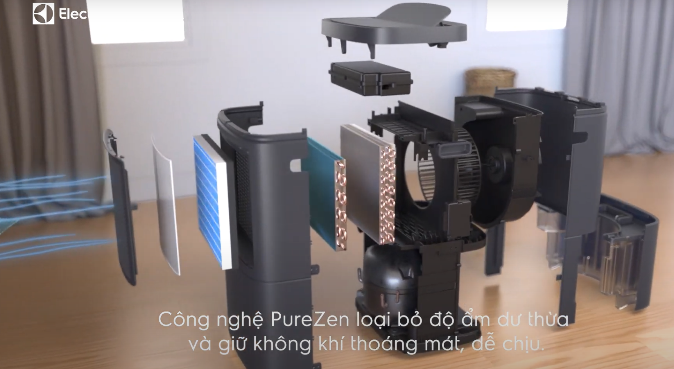 Cấu tạo của máy hút ẩm trang bị hệ thống PureZen