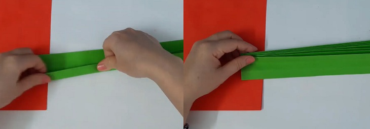 Gấp nếp tấm giấy xanh