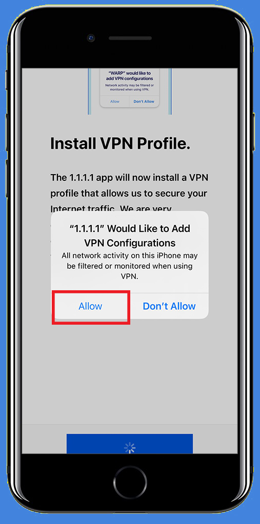Chọn Allow để cho phép ứng dụng thêm cấu hình VPN của bạn
