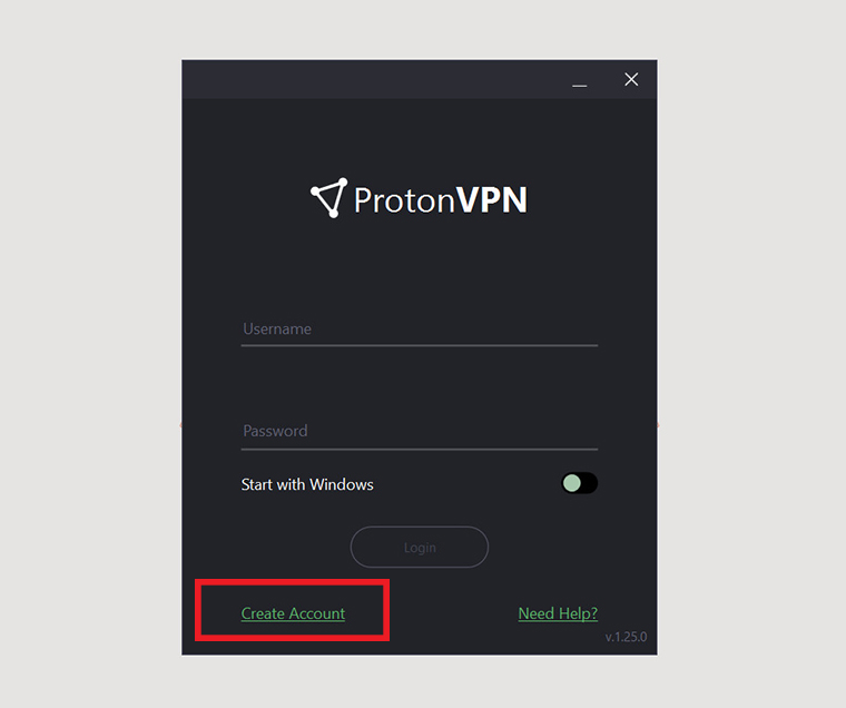 Chọn Create Account để tạo tài khoản