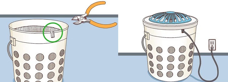 Trên miệng xô bạn cắt một lỗ nhỏ
