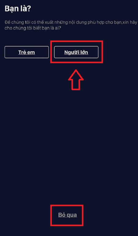 Truy cập vào ứng dụng. Sau đó chọn vào ô trả lời lần lượt các câu hỏi hoặc bấm bỏ qua