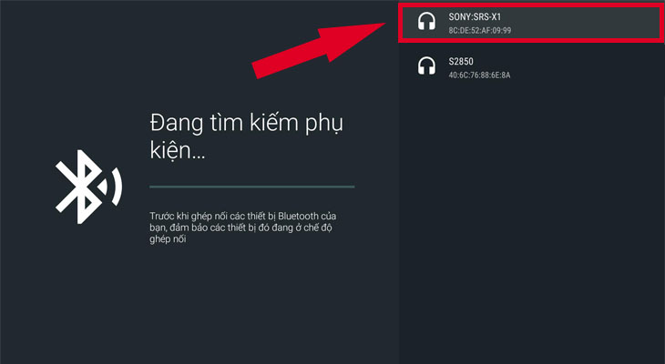 Sau khi tìm kiếm bạn chỉ cần chọn tên sản phẩm loa của bạn muốn kết nối là xong.
