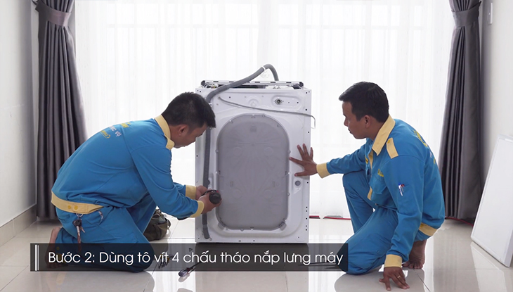 Tháo mặt sau máy giặt