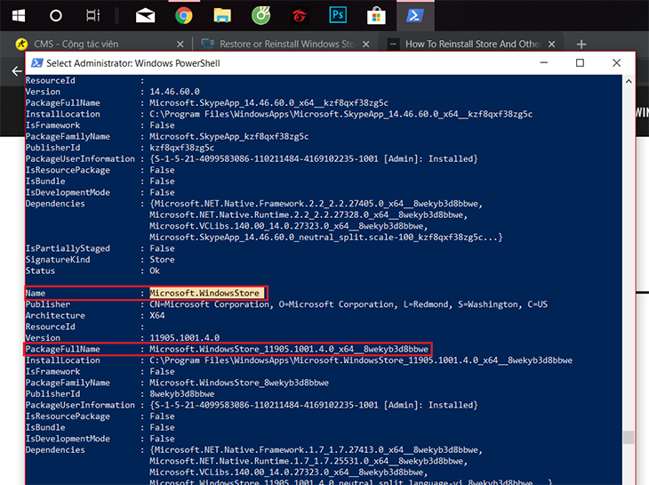 Cách bật Microsoft Store trên Windowns 10 bằng PowerShell
