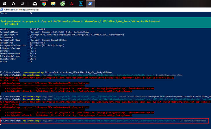 Cách bật Microsoft Store trên Windowns 10 bằng PowerShell