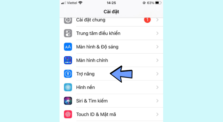 Nhấn chọn Trợ năng