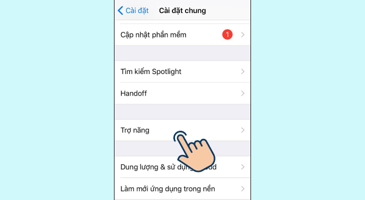 Nhấn vào Trợ năng