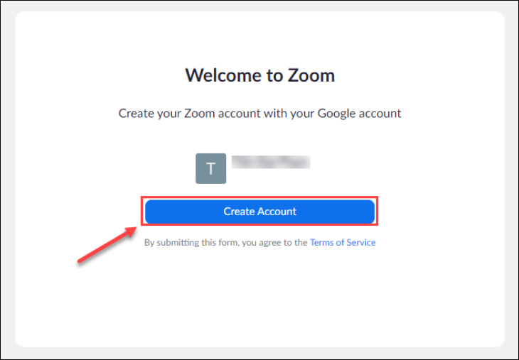 Nhấn Create Account để hoàn thành tạo tài khoản