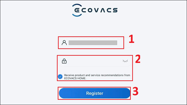 Bạn cần nhập email và tạo password để đăng ký tài khoản