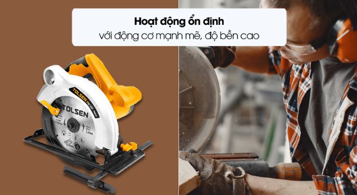 Máy cắt gỗ Tolsen 79532 1300W có lưỡi cắt sắc bén, hoạt động ổn định