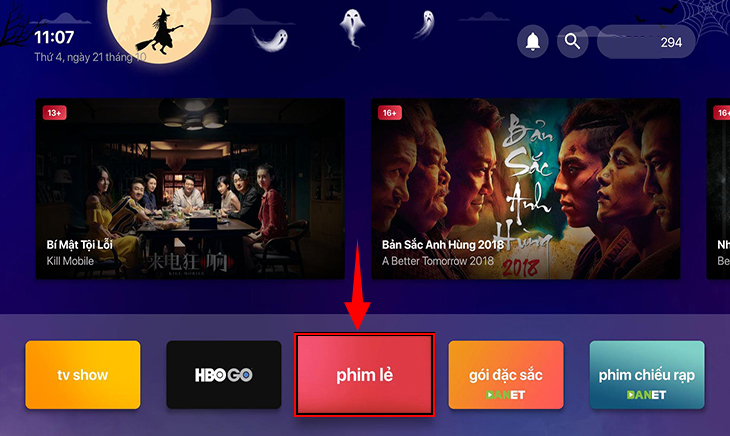 Chọn vào mục Phim lẻ bạn muốn xem