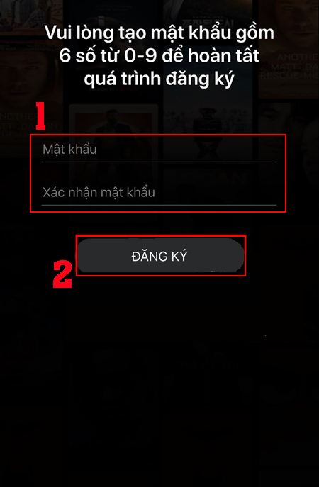 Nhập mật khẩu > Chọn Đăng ký