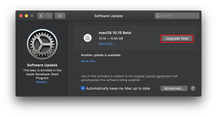 nhấp Upgrade Now