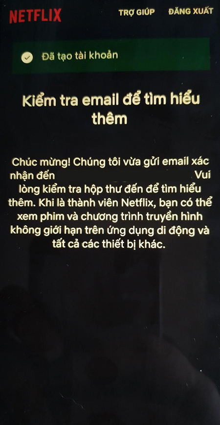 Sau khi hoàn thành các bước đăng ký, bạn sẽ được chuyển đến trang xác nhận Email
