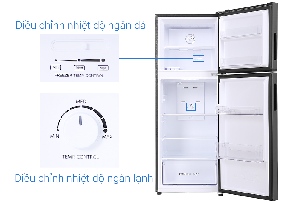 Tủ lạnh Aqua Inverter 212 lít AQR-T239FA(HB) trang bị núm vặn điều khiển dễ dàng
