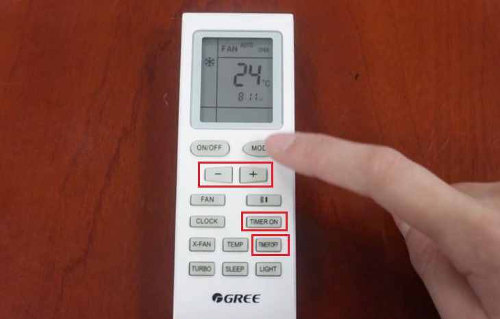 cách hẹn giờ bật tắt trên máy lạnh Gree