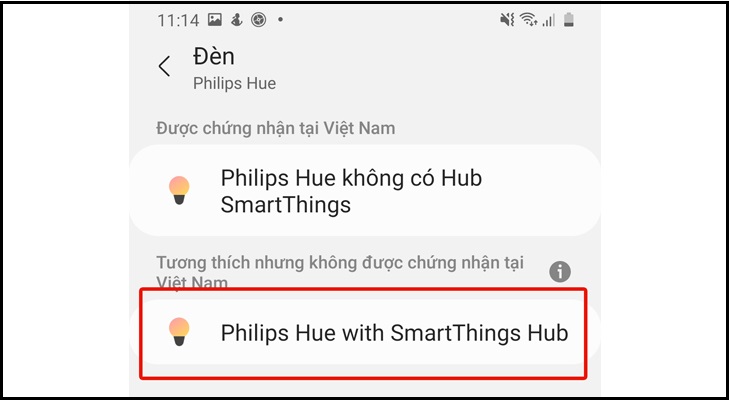 Tìm Philips Hue và chọn Philips Hue without a SmartThings Hub