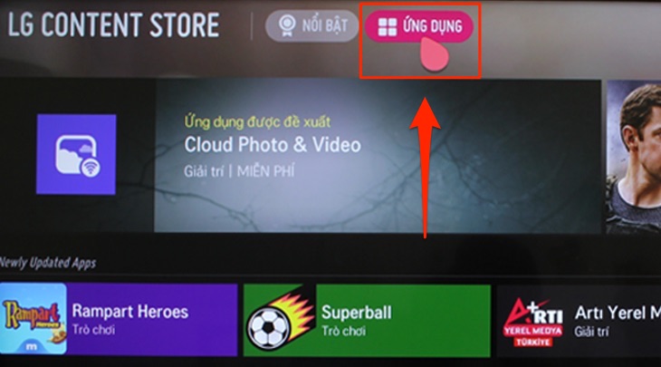 Mục LG Content Store trên tivi LG