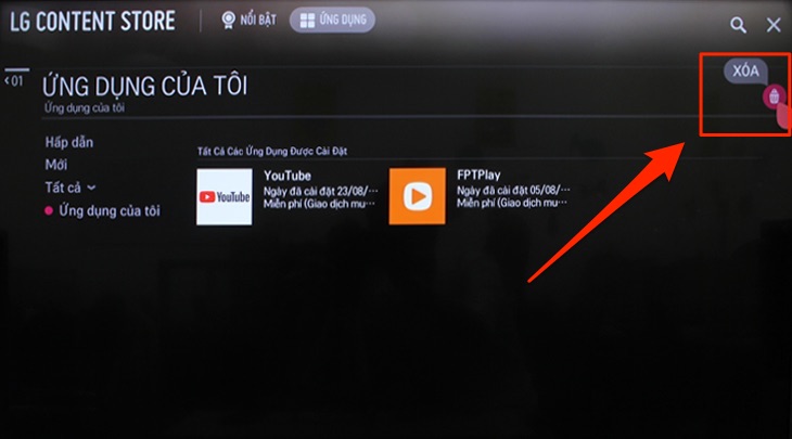 Phần LG Content Store trên tivi LG