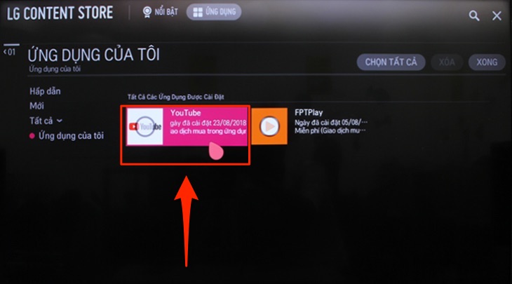 Phần LG Content Store trên tivi LG