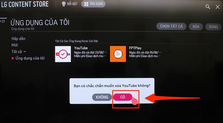 Phần LG Content Store trên tivi LG