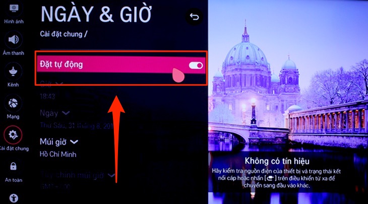 Phần cài đặt trên tivi LG
