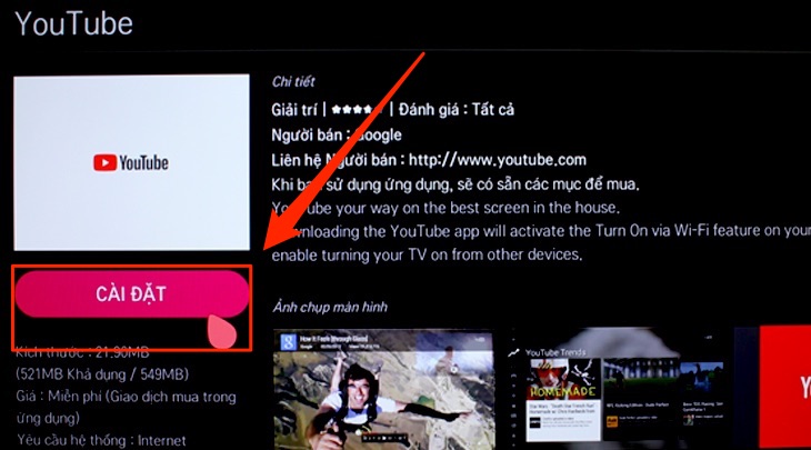 Ứng dụng LG Content Store trên tivi LG