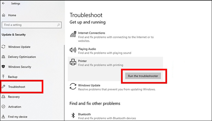 Sử dụng trình sửa lỗi Troubleshoot