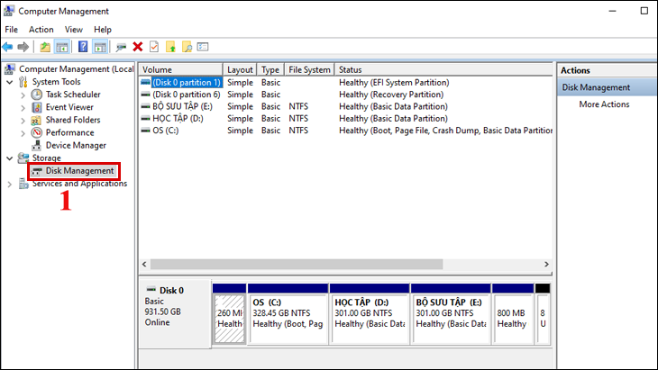 chọn Disk Management