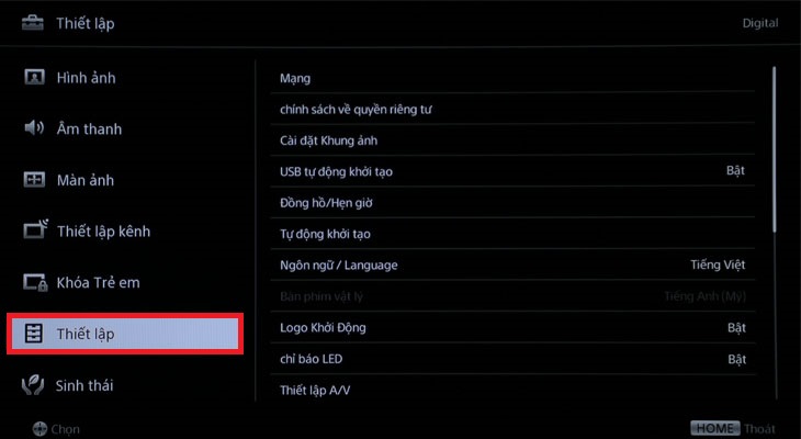 Cách khôi phục cài đặt gốc trên smart tivi Sony