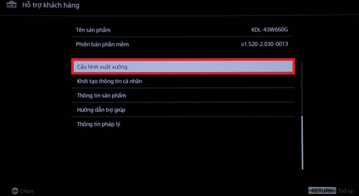 Cách khôi phục cài đặt gốc trên smart tivi Sony