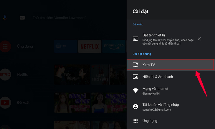 Chọn Xem tivi