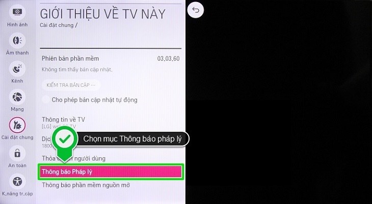 Chọn Thông báo pháp lý