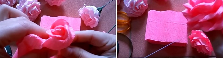 Xoắn phần cuối đoạn giấy lại rồi bắt đầu cuốn tròn tạo hình bông hoa