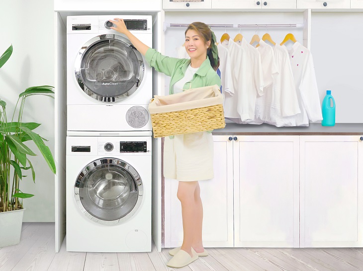 Cách để máy giặt và máy sấy chồng lên nhau