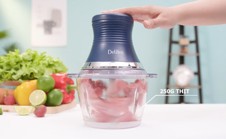 Máy xay thịt đa năng Delites LH101B 250W 1.2 lít có lưỡi dao kép cùng công suất 250W, giúp xay thịt nhanh hơn