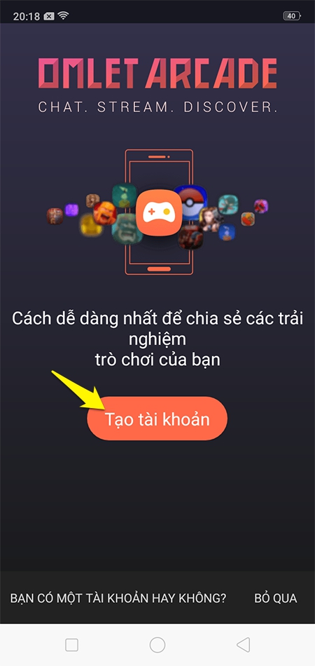 Live stream game lên facebook trên android - bước 1