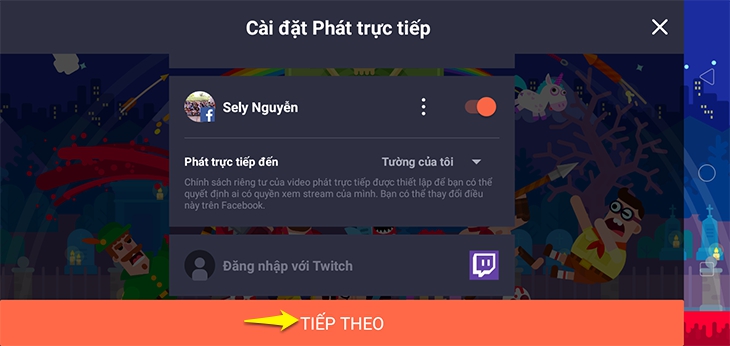 Live stream game lên facebook trên android - bước 5