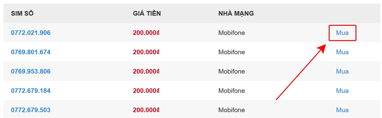 Nhấn Mua để đặt hàng