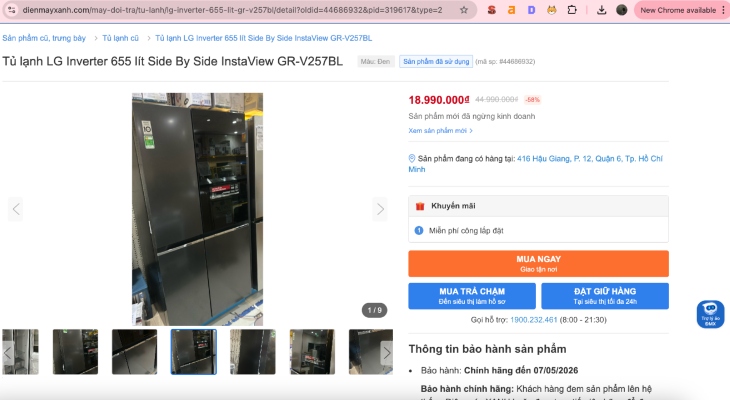 Bạn có thể xem vị trí siêu thị đang có hàng và giá bán