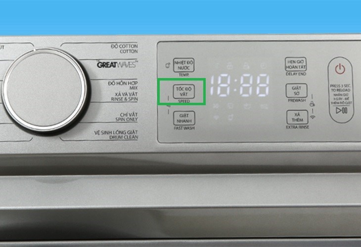 Nhấn nút Tốc độ vắt để tiến hành chọn tốc độ vòng quay