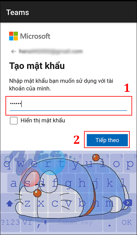 Tạo mật khẩu rồi bấm Tiếp theo.
